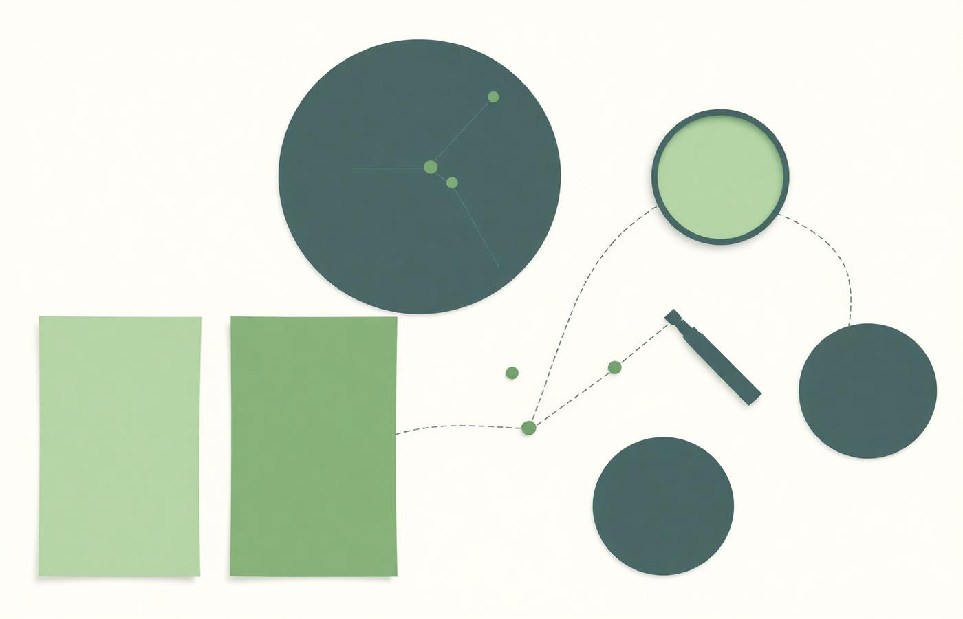 Abstract composition representing product discovery and validation activities.